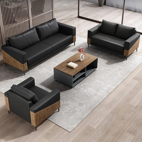 Black Waterproof Faux Leather Sofa Seating Group Image - 1