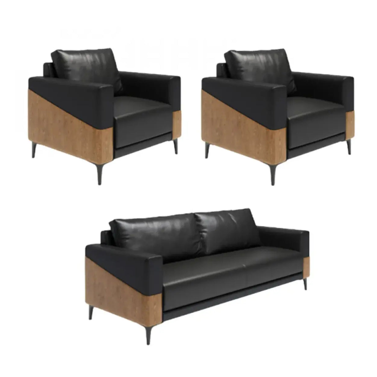 Black Waterproof Faux Leather Sofa Seating Group Image - 11
