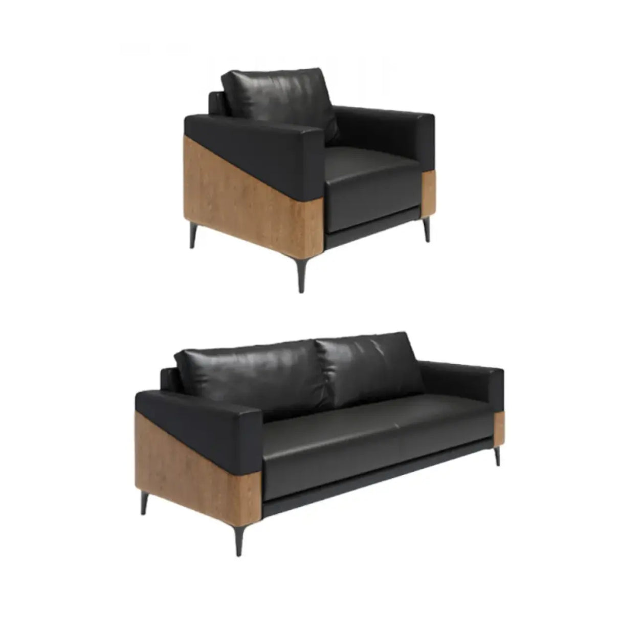 Black Waterproof Faux Leather Sofa Seating Group Image - 13