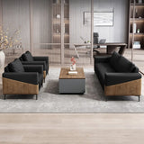 Black Waterproof Faux Leather Sofa Seating Group Image - 17