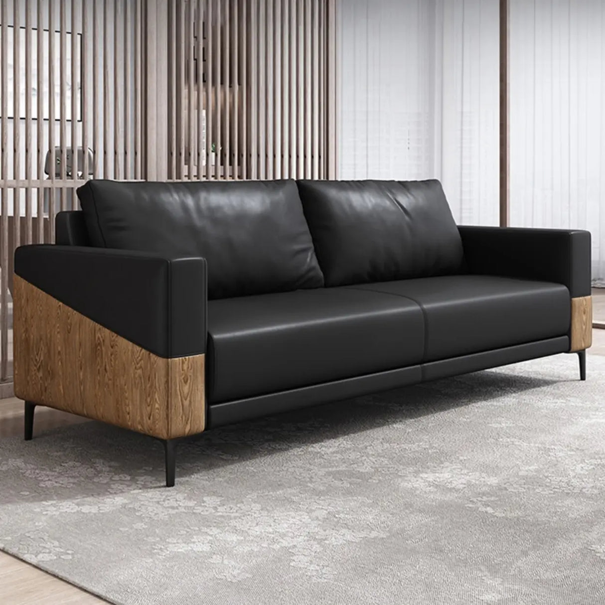 Black Waterproof Faux Leather Sofa Seating Group Image - 18