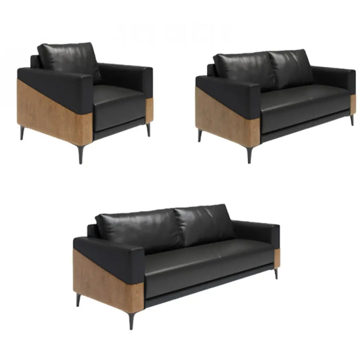 Black Waterproof Faux Leather Sofa Seating Group Image - 9