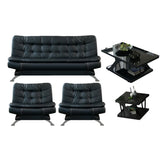 Black Waterproof Faux Leather Sofa Set for Reception Image - 10