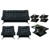 Black Waterproof Faux Leather Sofa Set for Reception Image - 12