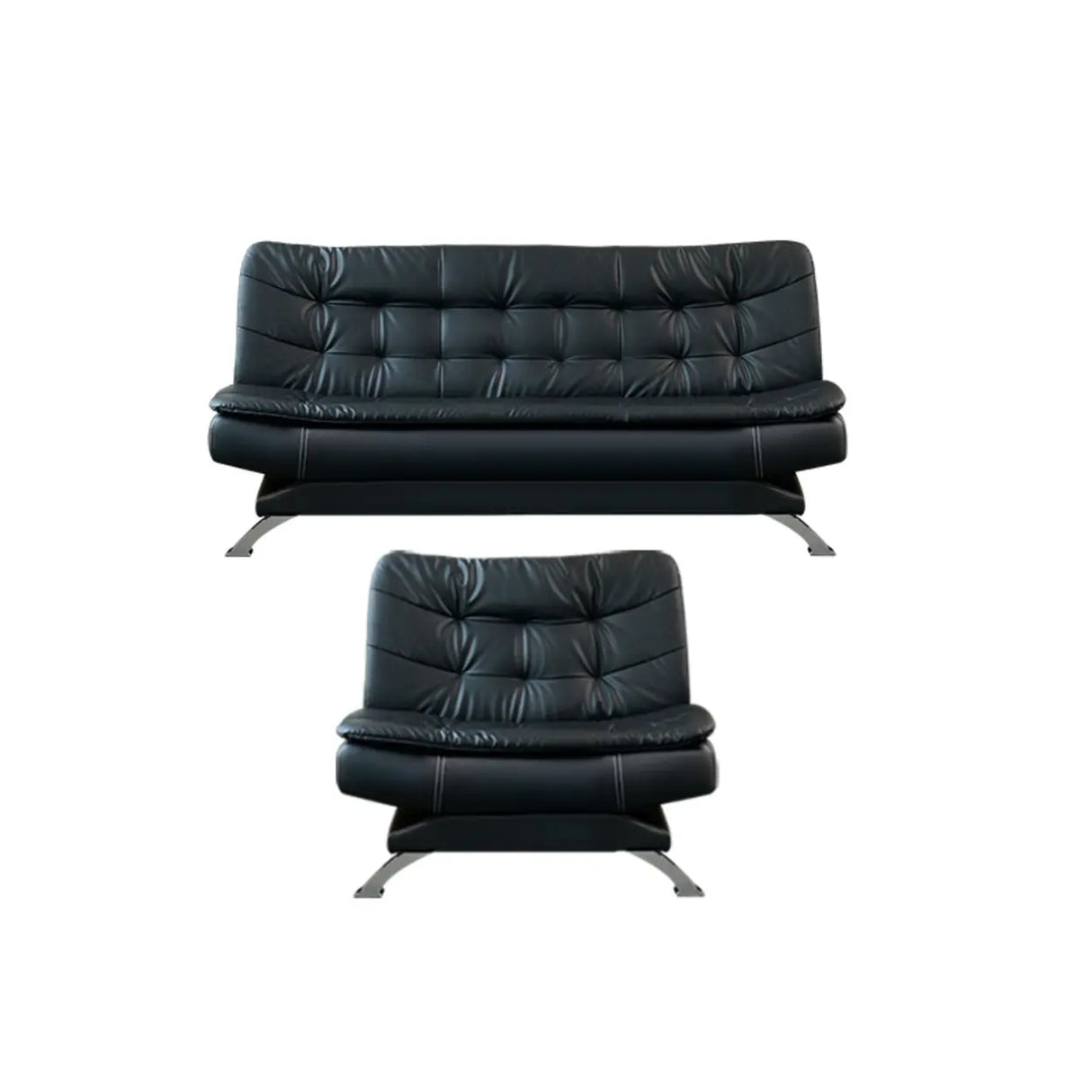Black Waterproof Faux Leather Sofa Set for Reception Image - 13