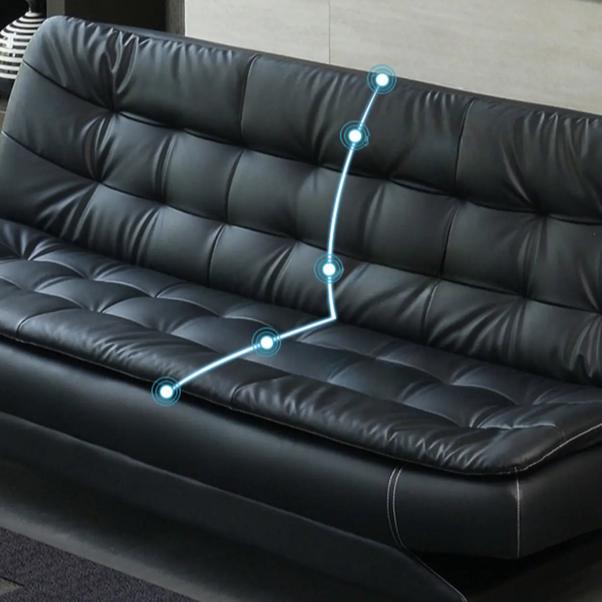 Black Waterproof Faux Leather Sofa Set for Reception Image - 14