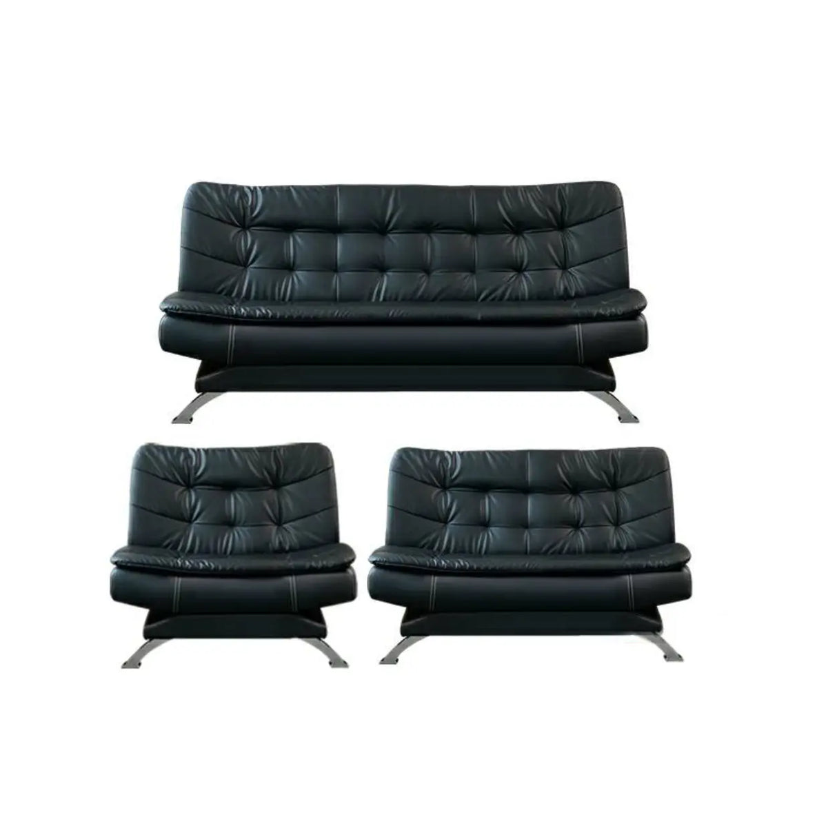 Black Waterproof Faux Leather Sofa Set for Reception Image - 21