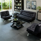 Black Waterproof Faux Leather Sofa Set for Reception Image - 3