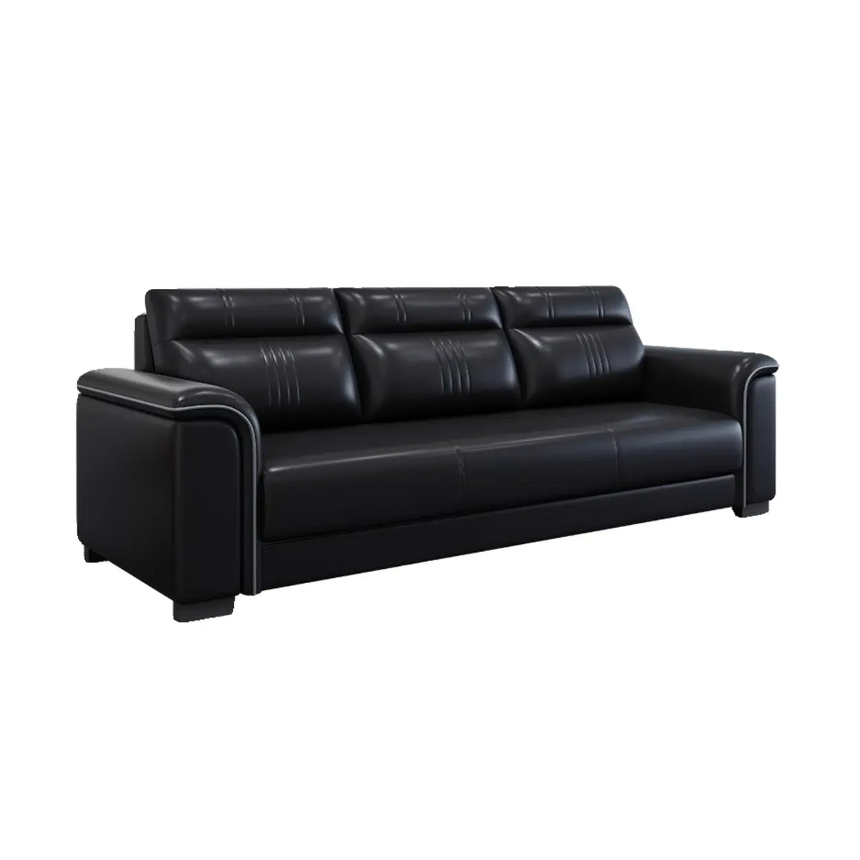 Black Waterproof Faux Leather Upholstered Back Sofa Set Image - 10