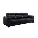 Black Waterproof Faux Leather Upholstered Back Sofa Set Image - 10