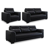 Black Waterproof Faux Leather Upholstered Back Sofa Set Image - 11