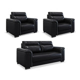Black Waterproof Faux Leather Upholstered Back Sofa Set Image - 13