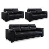 Black Waterproof Faux Leather Upholstered Back Sofa Set Image - 17