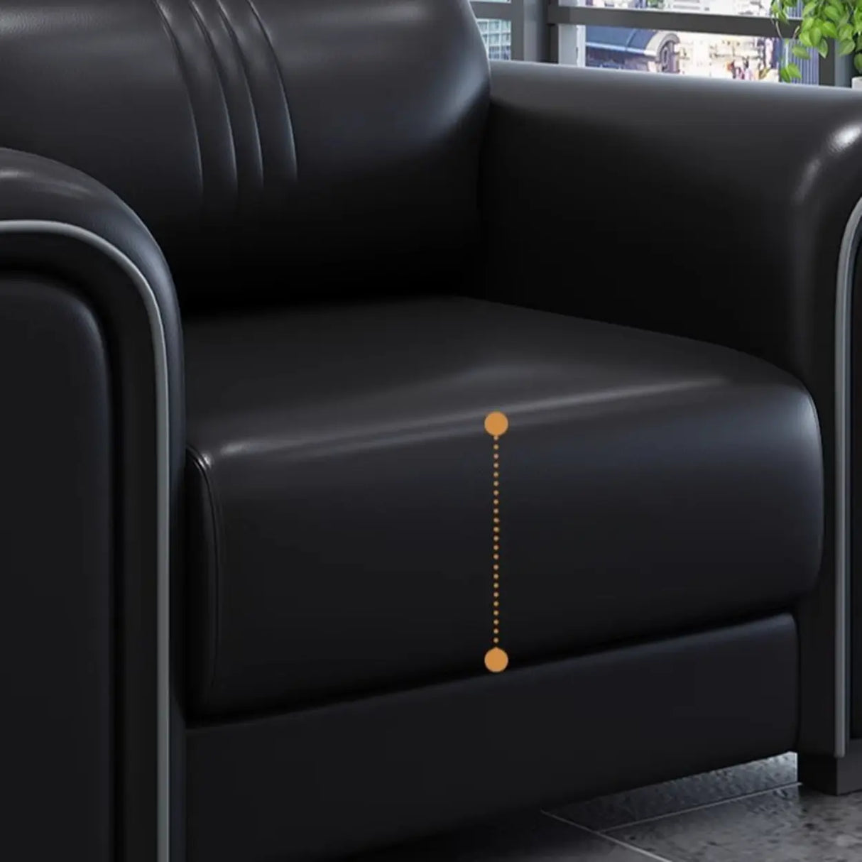 Black Waterproof Faux Leather Upholstered Back Sofa Set Image - 18