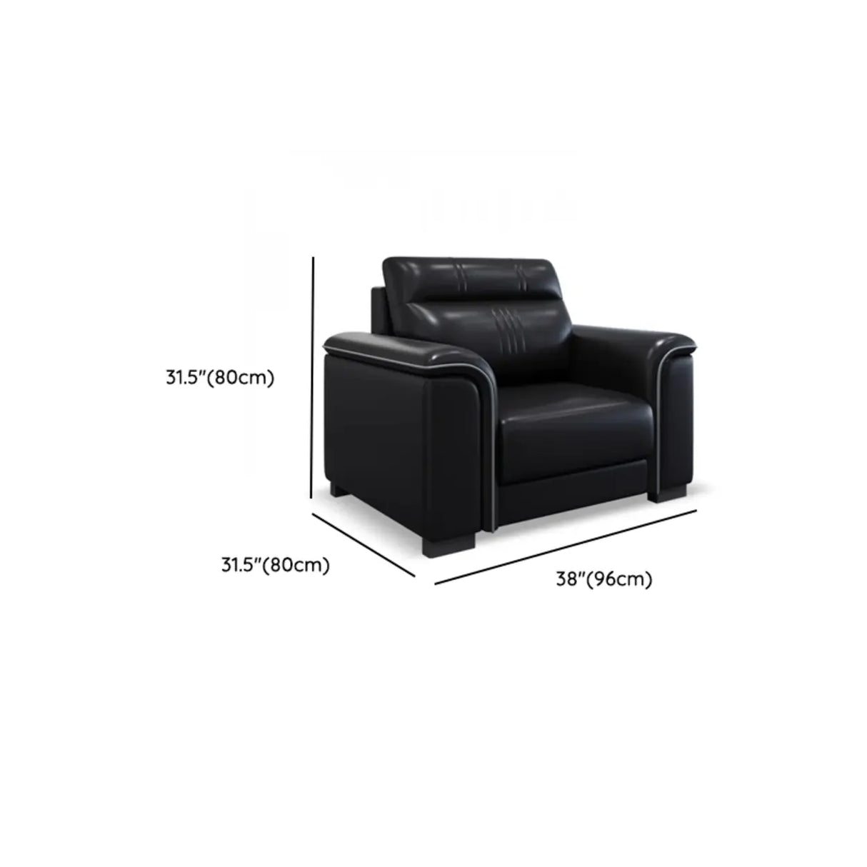 Black Waterproof Faux Leather Upholstered Back Sofa Set 