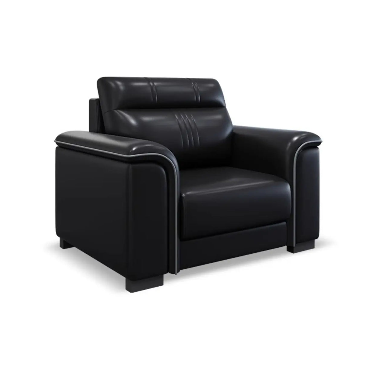 Black Waterproof Faux Leather Upholstered Back Sofa Set Image - 2