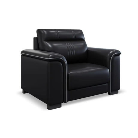 Black Waterproof Faux Leather Upholstered Back Sofa Set Image - 2
