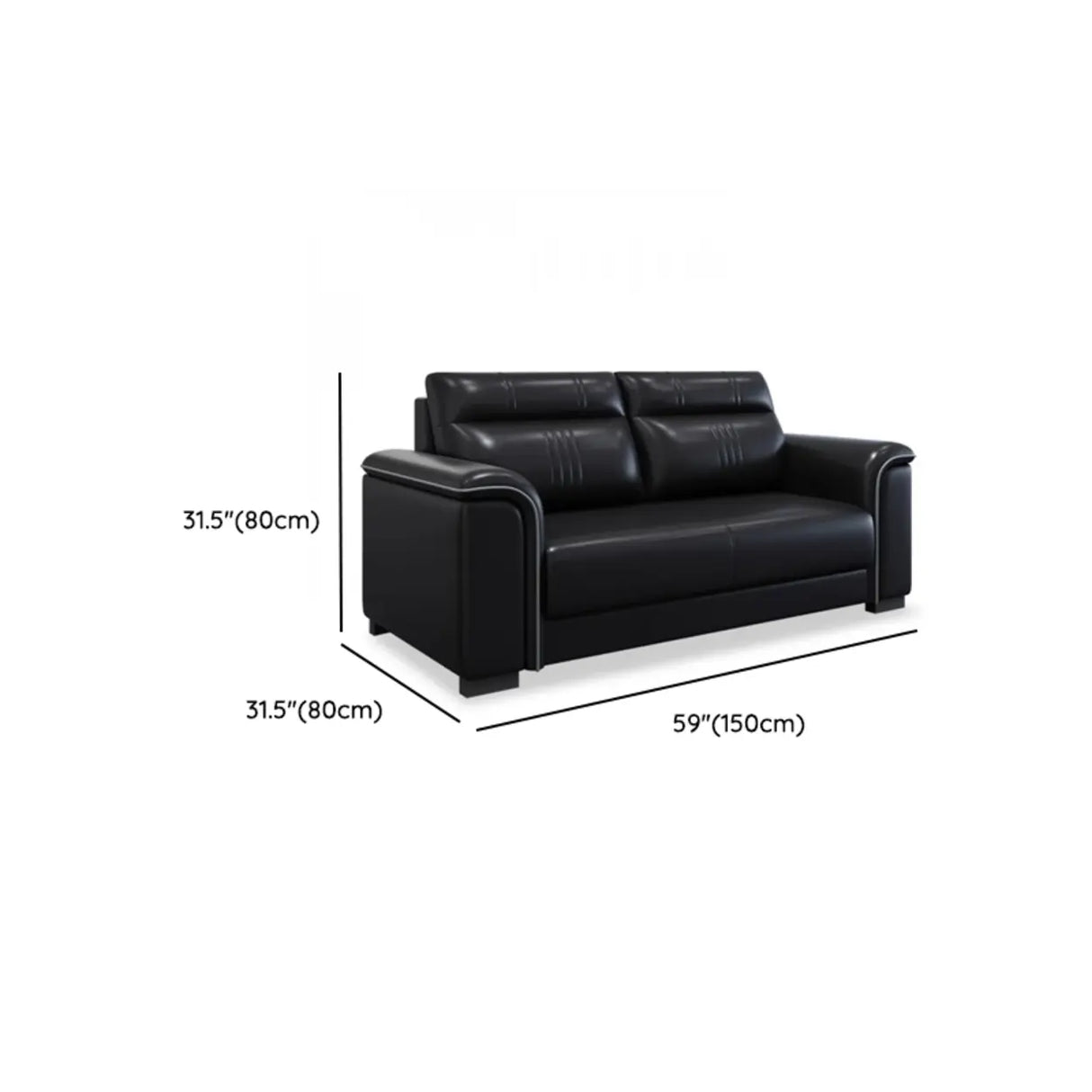 Black Waterproof Faux Leather Upholstered Back Sofa Set Image - 20