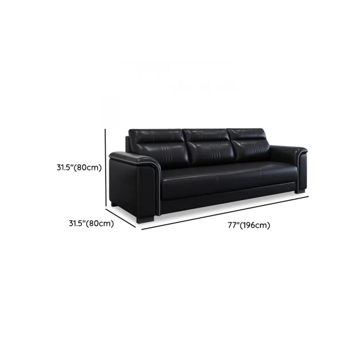 Black Waterproof Faux Leather Upholstered Back Sofa Set Image - 21