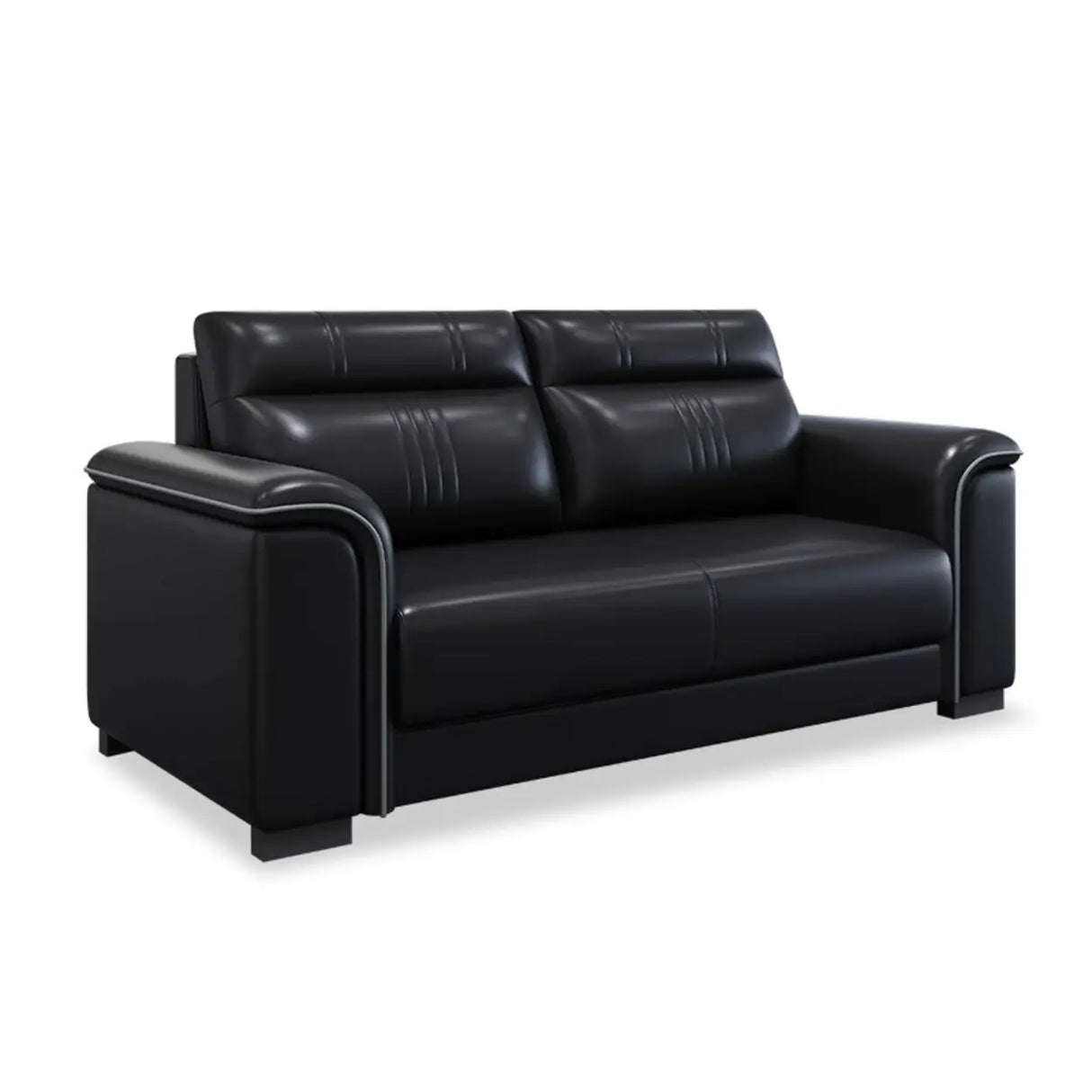 Black Waterproof Faux Leather Upholstered Back Sofa Set Image - 3