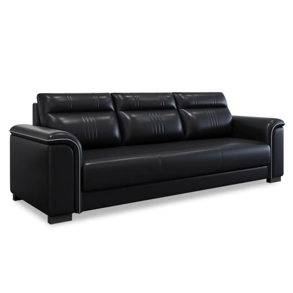 Black Waterproof Faux Leather Upholstered Back Sofa Set Image - 5