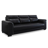 Black Waterproof Faux Leather Upholstered Back Sofa Set Image - 5