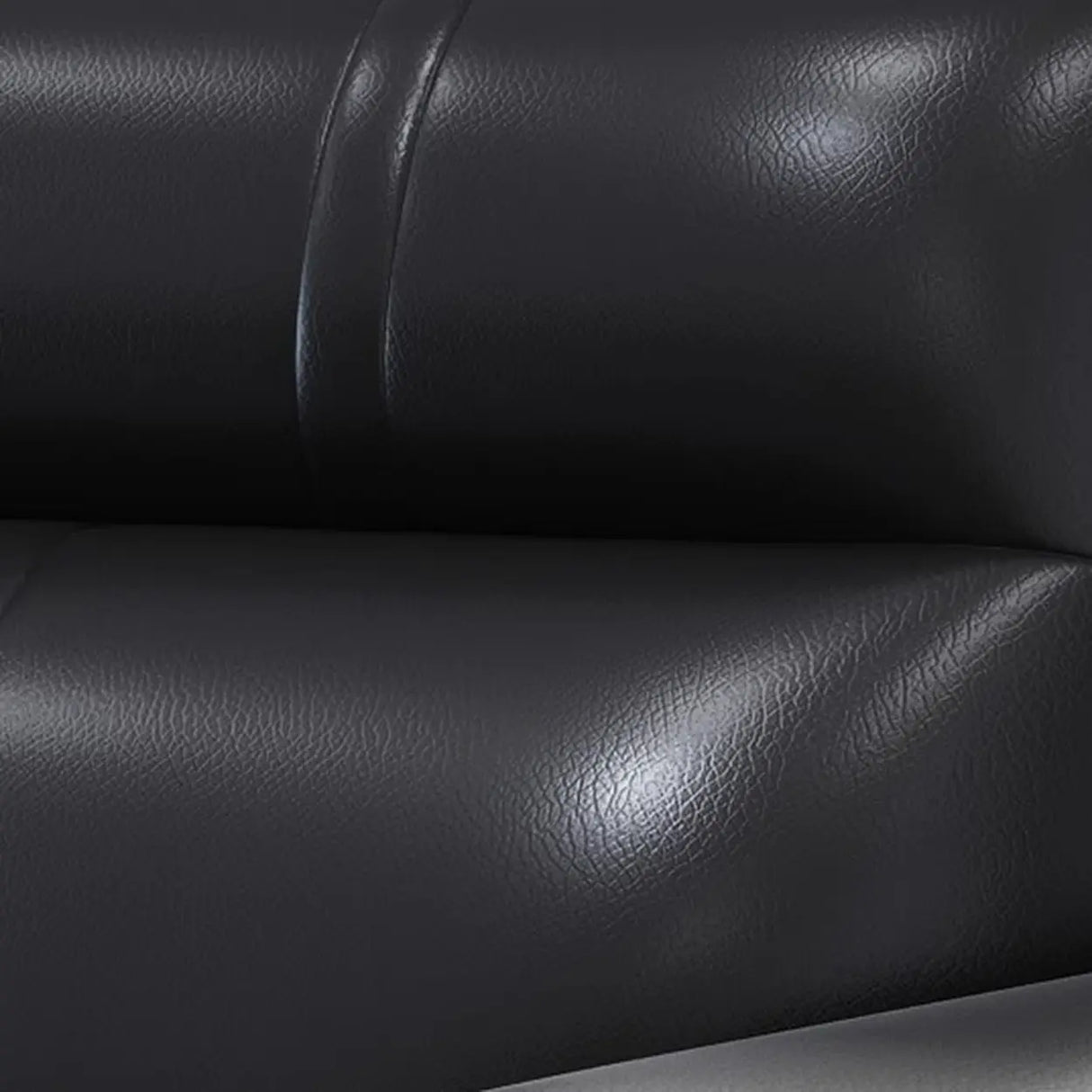 Black Waterproof Faux Leather Upholstered Back Sofa Set Image - 8