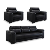 Black Waterproof Faux Leather Upholstered Back Sofa Set Image - 9