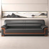 Black Waterproof Faux Leather Wood Frame Reception Sofa Image - 1