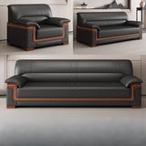 Black Waterproof Faux Leather Wood Frame Reception Sofa Image - 11