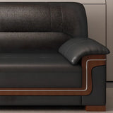 Black Waterproof Faux Leather Wood Frame Reception Sofa Image - 12