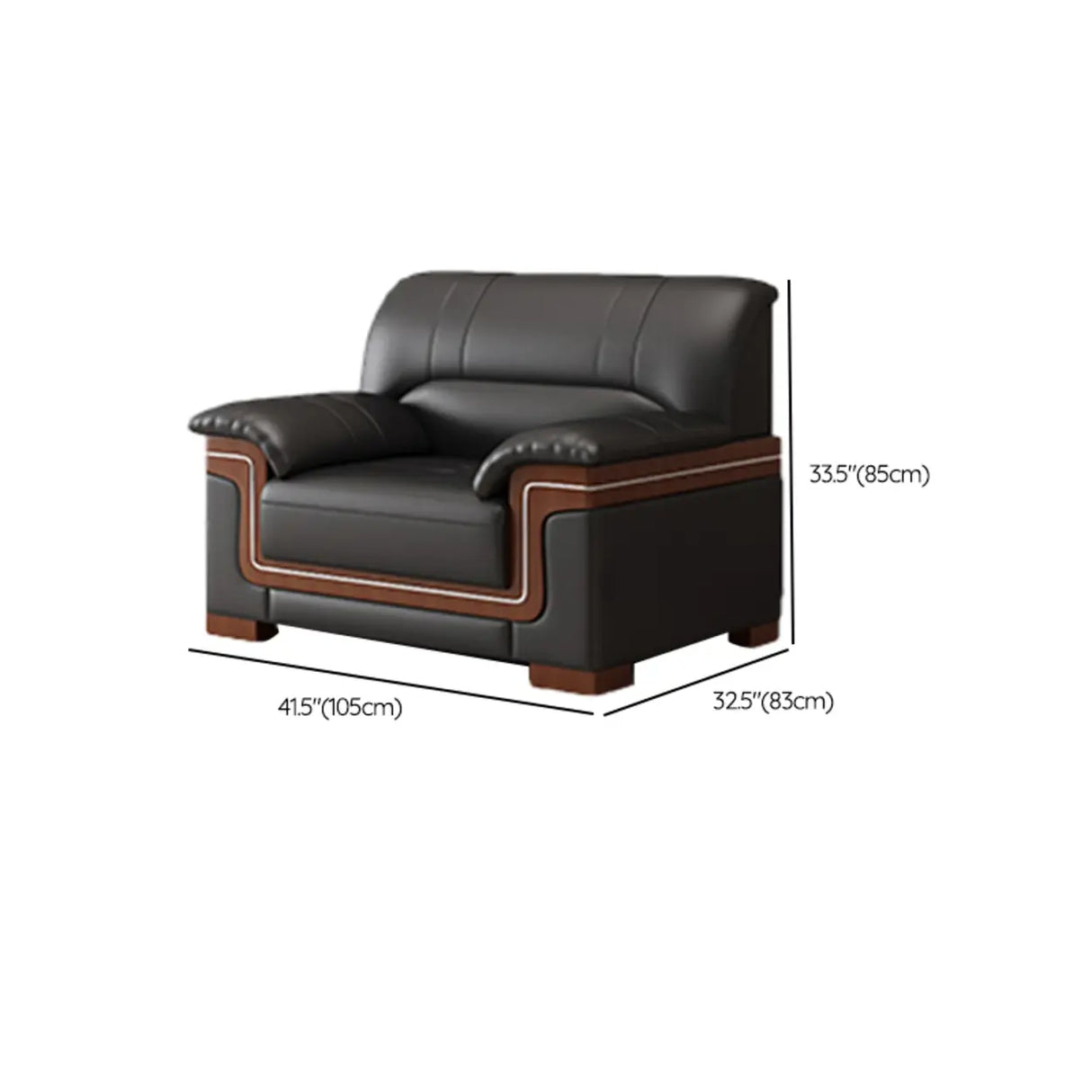 Black Waterproof Faux Leather Wood Frame Reception Sofa 