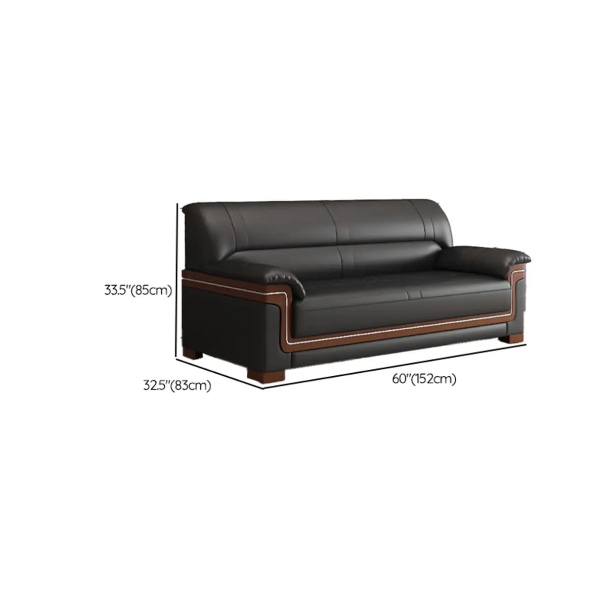 Black Waterproof Faux Leather Wood Frame Reception Sofa Image - 16