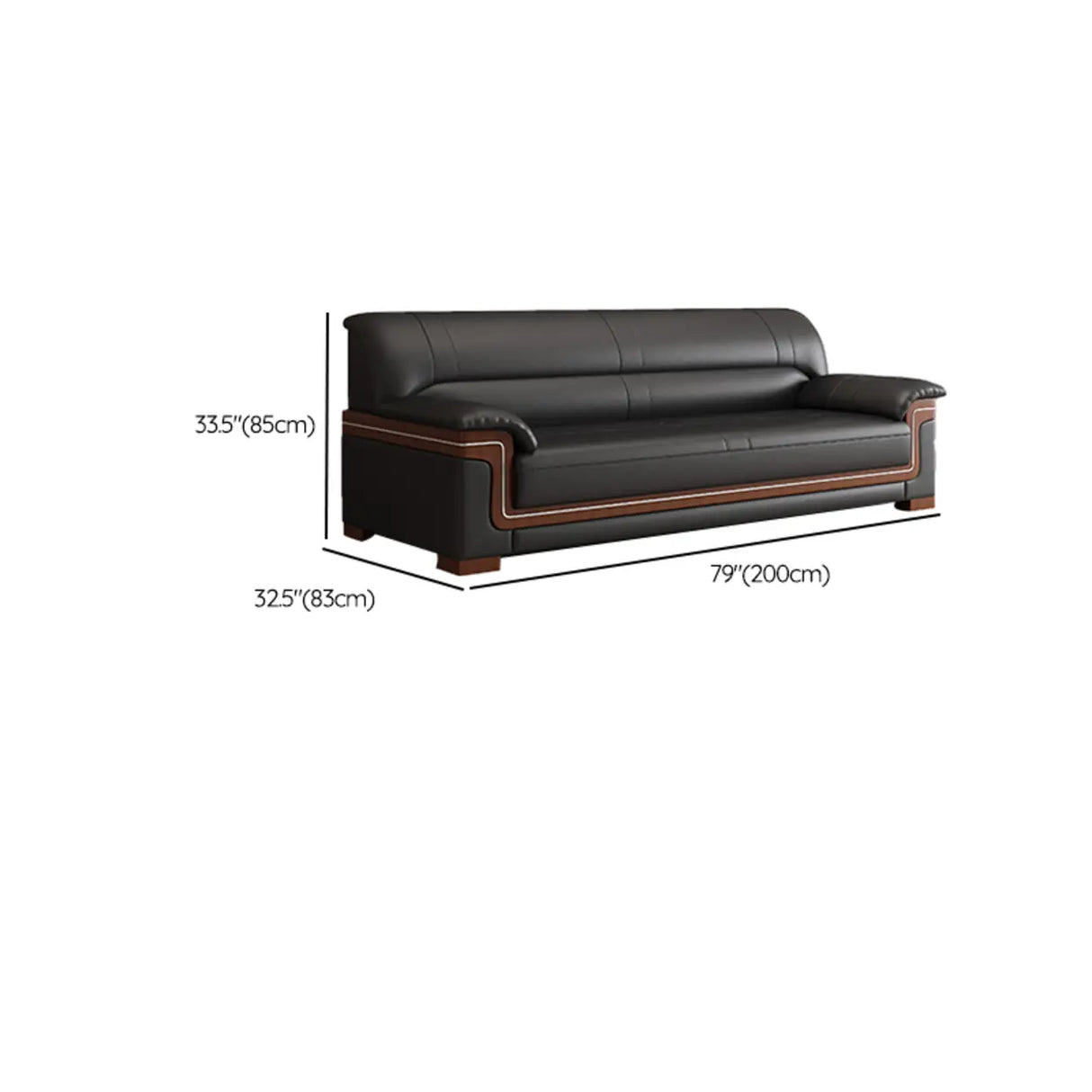 Black Waterproof Faux Leather Wood Frame Reception Sofa Image - 17