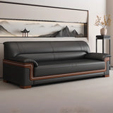 Black Waterproof Faux Leather Wood Frame Reception Sofa Image - 5