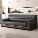 Black Waterproof Faux Leather Wood Frame Reception Sofa Image - 6