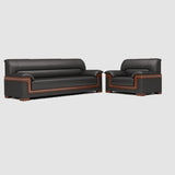 Black Waterproof Faux Leather Wood Frame Reception Sofa Image - 7