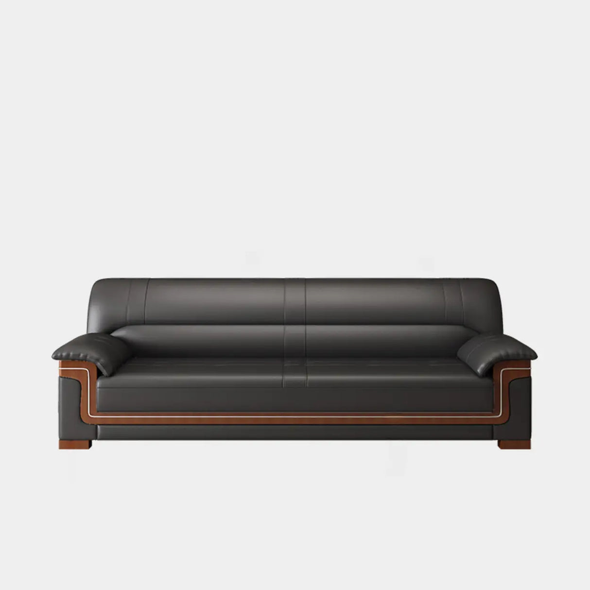 Black Waterproof Faux Leather Wood Frame Reception Sofa Image - 8