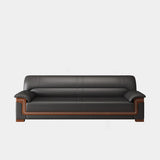 Black Waterproof Faux Leather Wood Frame Reception Sofa Image - 8