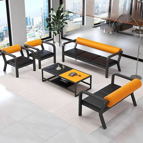 Black Waterproof Leather Metal Frame Sofa Seating Group Image - 1