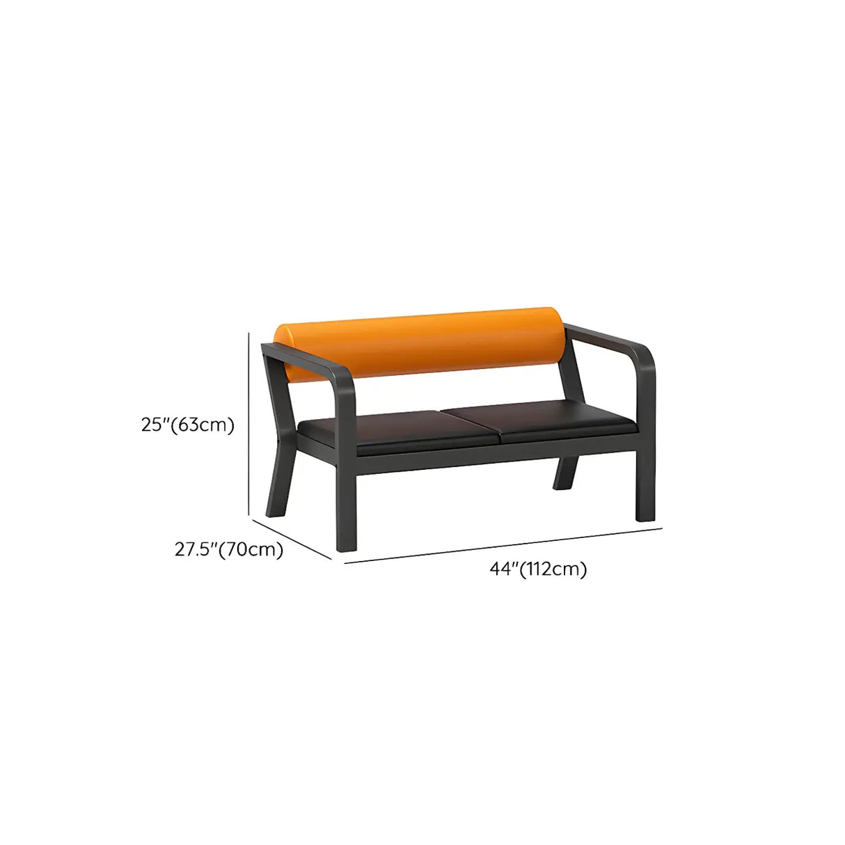 Black Waterproof Leather Metal Frame Sofa Seating Group 