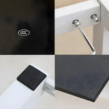 Black White Glass Computer Desk with Metal Sled Base Image - 6