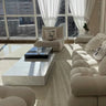 Black-White Marble Rectangular Block Base Coffee Table Image - 3