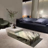 Black-White Marble Rectangular Block Base Coffee Table Image - 5