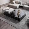 Black-White Marble Rectangular Block Base Coffee Table Image - 7