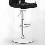 Black White Square Steel Adjustable Cushioned Bar Stool Image - 18