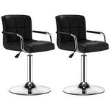 Black White Square Steel Adjustable Cushioned Bar Stool Image - 3