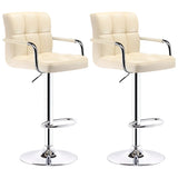 Black White Square Steel Adjustable Cushioned Bar Stool Image - 43