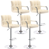 Black White Square Steel Adjustable Cushioned Bar Stool Image - 44