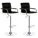 Black White Square Steel Adjustable Cushioned Bar Stool Image - 46